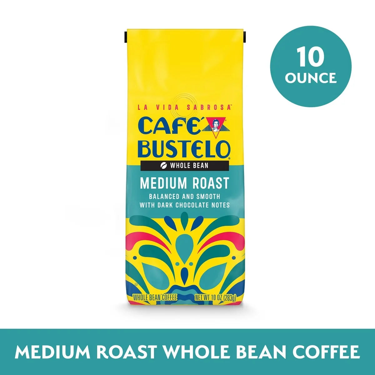 Cafe Bustelo Medium Roast Whole Bean Coffee - 10oz: Dark Chocolate