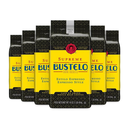 Cafe Bustelo 6 Count/16oz Each Espresso Style Dark Roast Whole Bean Coffee