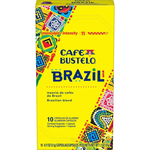 Café Bustelo Brazil Dark Roast Espresso Capsules - 10ct: Compatible With Nespresso Original Line, Toffee Flavor