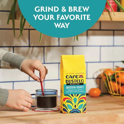Cafe Bustelo Medium Roast Whole Bean Coffee - 10oz: Dark Chocolate