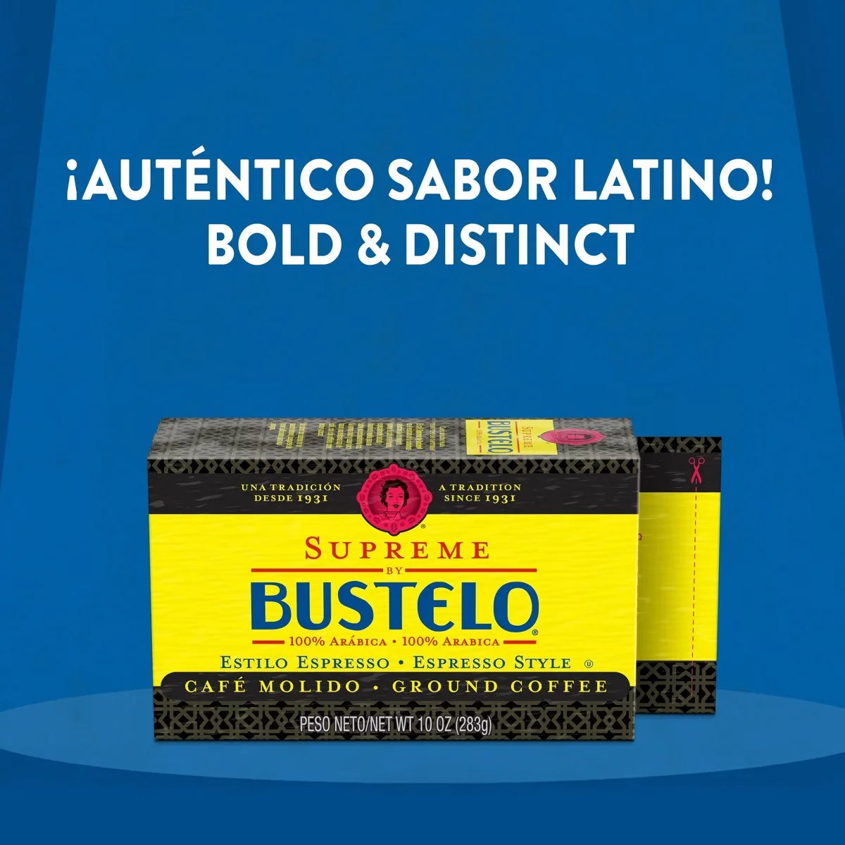 Café Bustelo Supreme Espresso-Style Medium Dark Roast Ground Coffee - 10oz: Arabica Beans