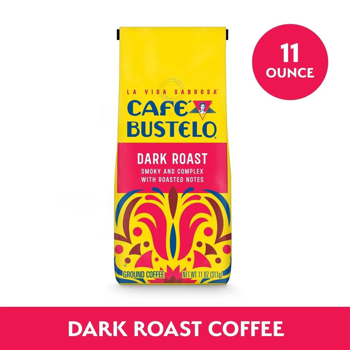 Cafe Bustelo Dark Roast Ground Coffee - 11oz: Smoke Flavor