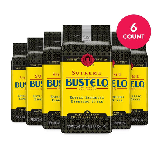 Cafe Bustelo 6 Count/16oz Each Espresso Style Dark Roast Whole Bean Coffee